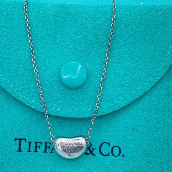 Authentic Tiffany & Co Elsa Peretti Sterling Sliver Small bean Necklace - Picture 3 of 11